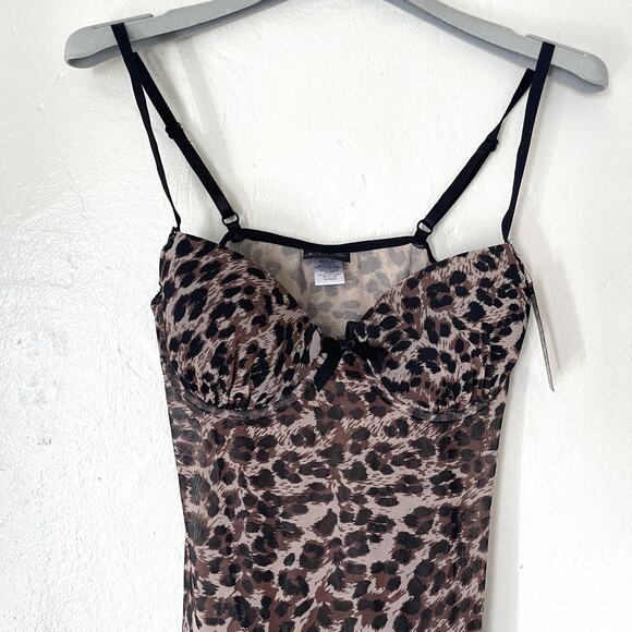 RAMPAGE NWT Leopard Y2K Mesh Bustier Top Slip Mini Dress Size M - Picture 4 of 10